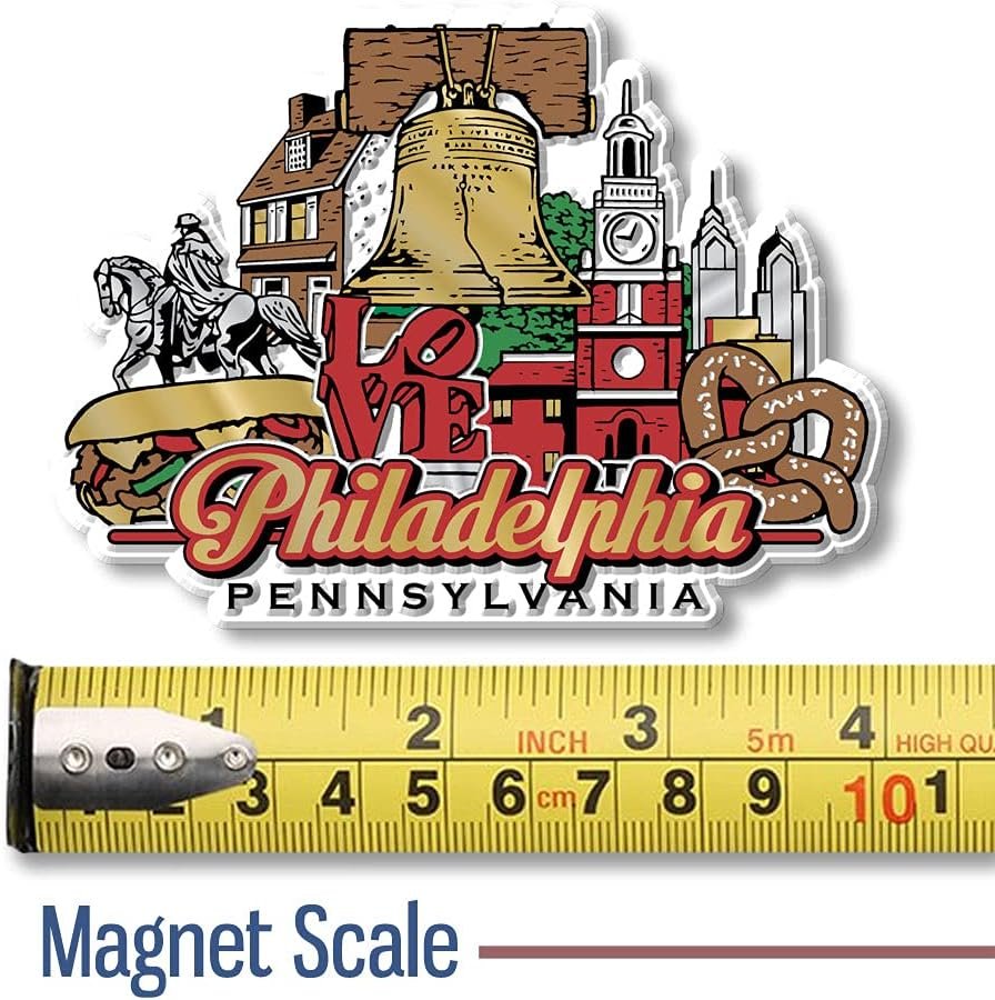 Philadelphia City Magnet by Classic Magnets, Collectible Souvenirs Made in The USA, 3.9 x 2.9