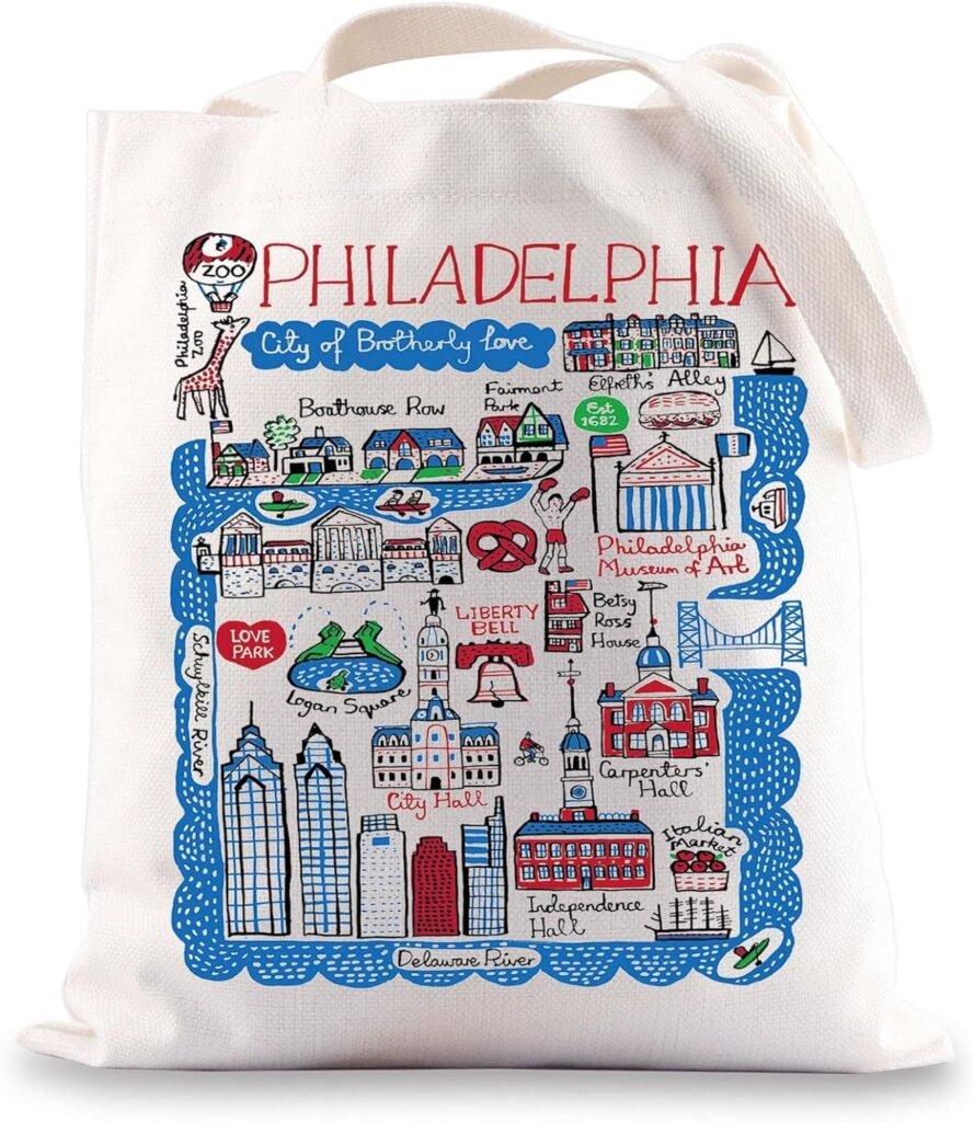 Philadelphia City Tote Bag Philadelphia Souvenirs Gifts Philadelphia Reusable Shopping Bags Philadelphia Grocery Bag