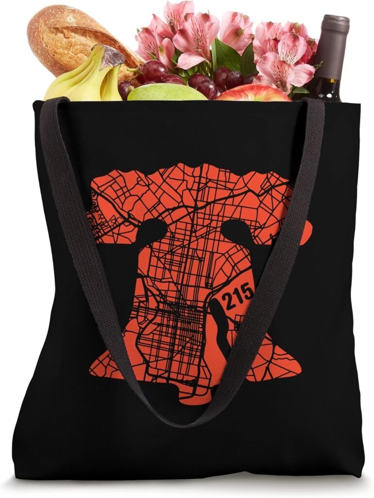 Philadelphia Street Map Liberty Bell Ill 215 Vintage Philly Tote Bag