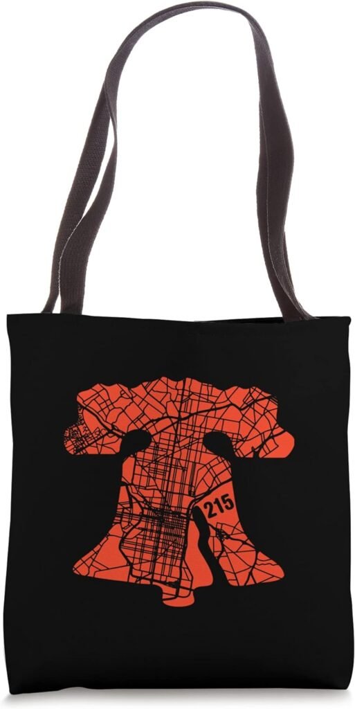 Philadelphia Street Map Liberty Bell Ill 215 Vintage Philly Tote Bag
