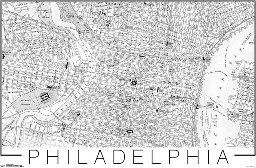Trends International Philadelphia Map Wall Poster, 22.375 x 34, Unframed Version