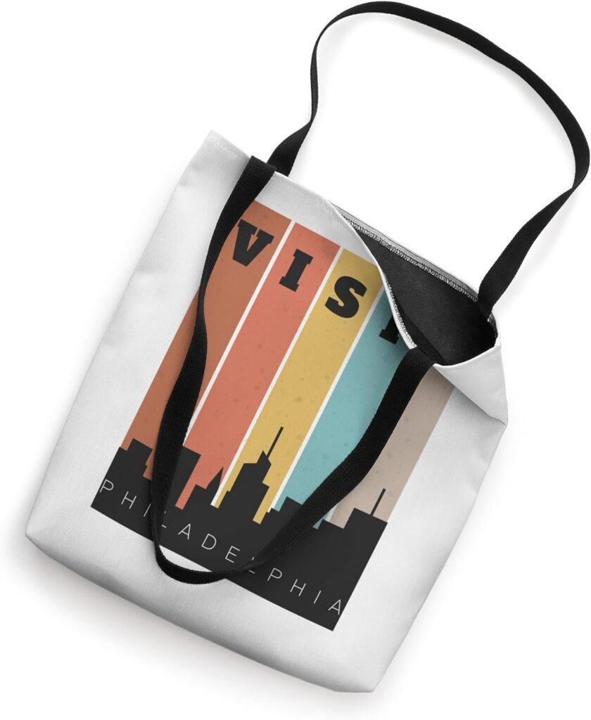 Visit Philadelphia The City of Brotherly Love Skyline Retro Tote Bag